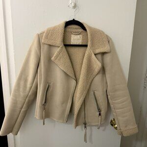 Altar'd State White Faux Suede Shearling Jacket Size Medium